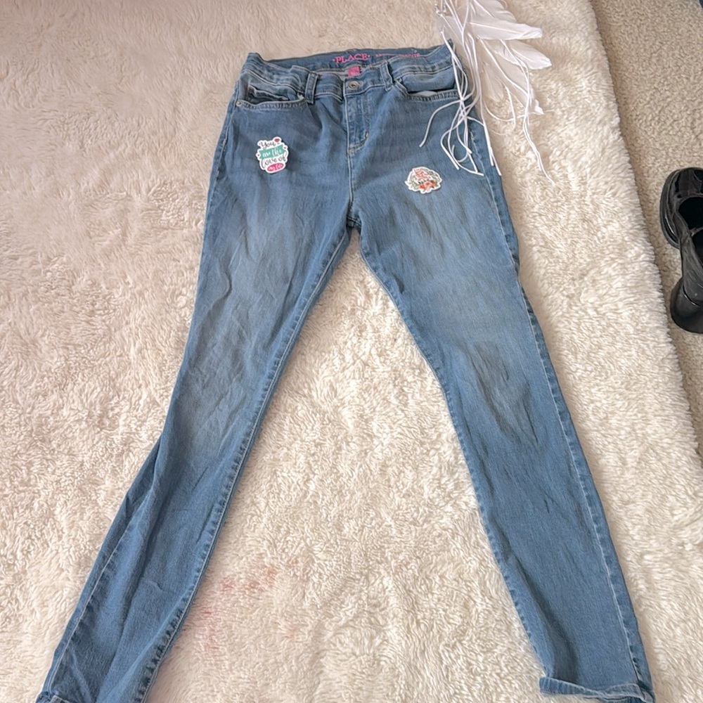 Cute back to school children place skinny jeans